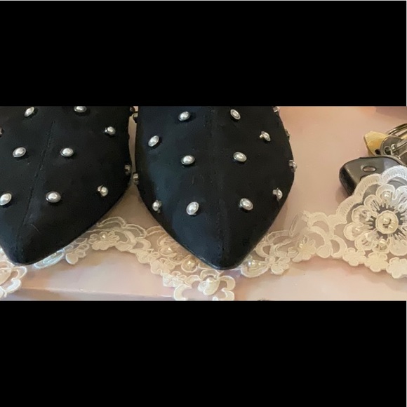 Louis et Cie- kitten Black bootie pearl studs in gold setting 10 42 leather sole - Picture 12 of 13